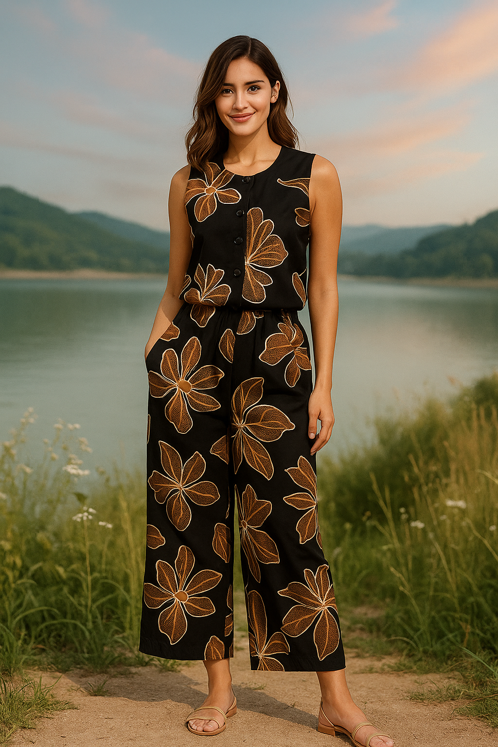 Sleeveless Floral Co-ord Set – Breezy, Chic & Versatile