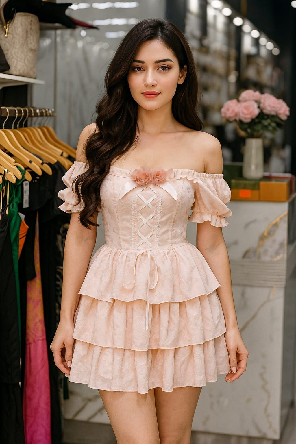 Ruffled Corset Mini Dress – Soft Girl Aesthetic in Blush Pink & Baby Blue