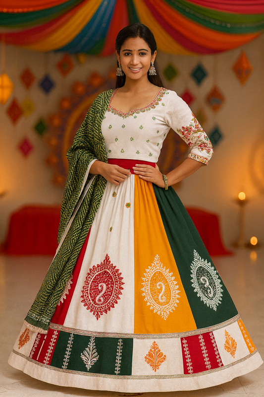Multi-Colored Festive Lehenga Set – Vibrant, Traditional & Navratri Perfect
