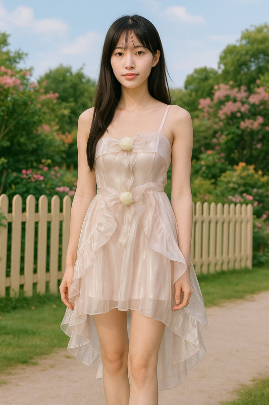 Ruffled Corset Mini Dress – Soft Girl Aesthetic in Blush Pink & Baby Blue