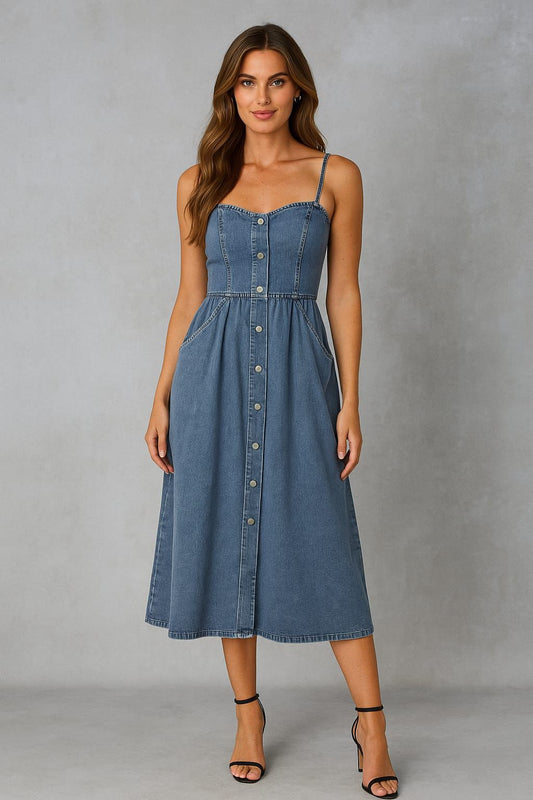 Chic Denim Midi Dresses – Everyday Cool Meets Classic Charm