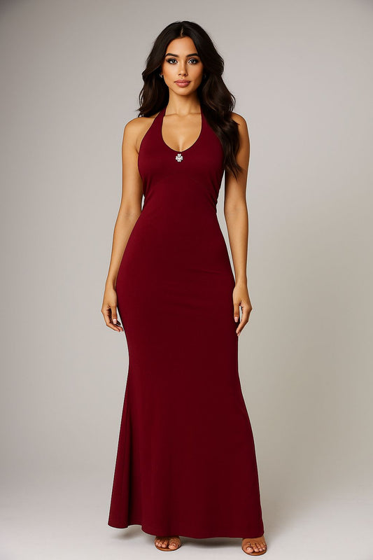 Glam Butterfly Backless Maxi Dress – Available in Wine Red & Midnight Black