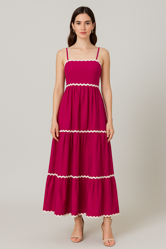 Color-Pop Ric-Rac Tiered Maxi Dress – Effortless Style, Maximum Impact