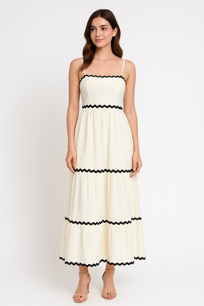 Color-Pop Ric-Rac Tiered Maxi Dress – Effortless Style, Maximum Impact