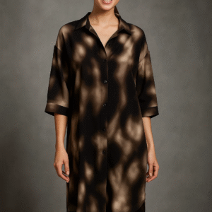 Mocha Cloud Tie-Dye Shirt Dress