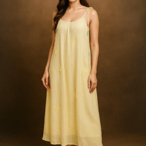 Lemon Drop Floral Muslin Dress
