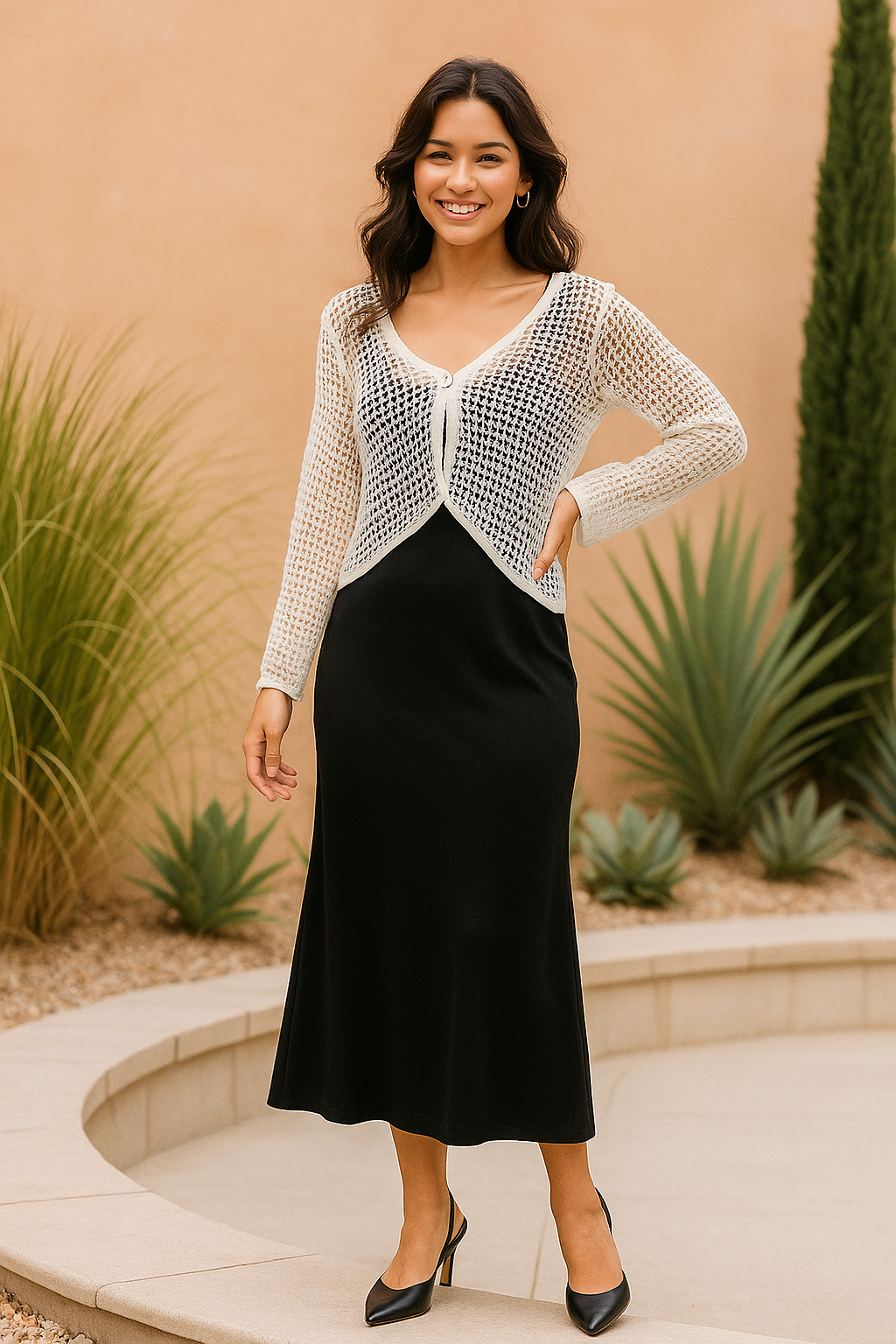 Sleek Black Knit Mini Dress - Image 2