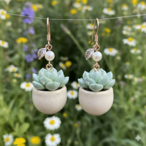 Potted Succulent Drop Earrings