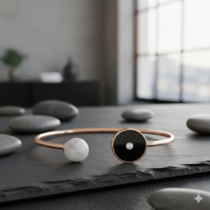 Eclipse Stone Open Cuff Bracelet