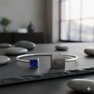 Sapphire Cube Open Cuff
