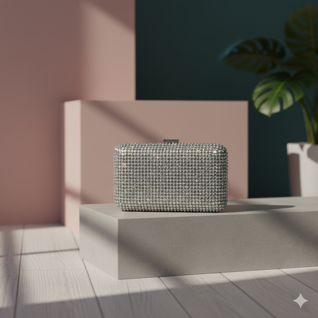 Diamond Dust Rhinestone Box Clutch