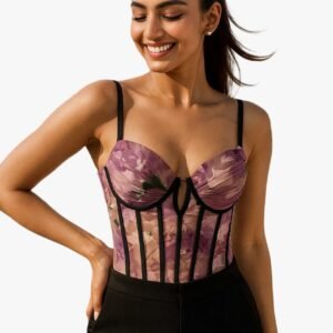 Lavender Bloom Mesh Bustier Top