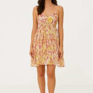 Sunset Bloom Strapless Mini Dress