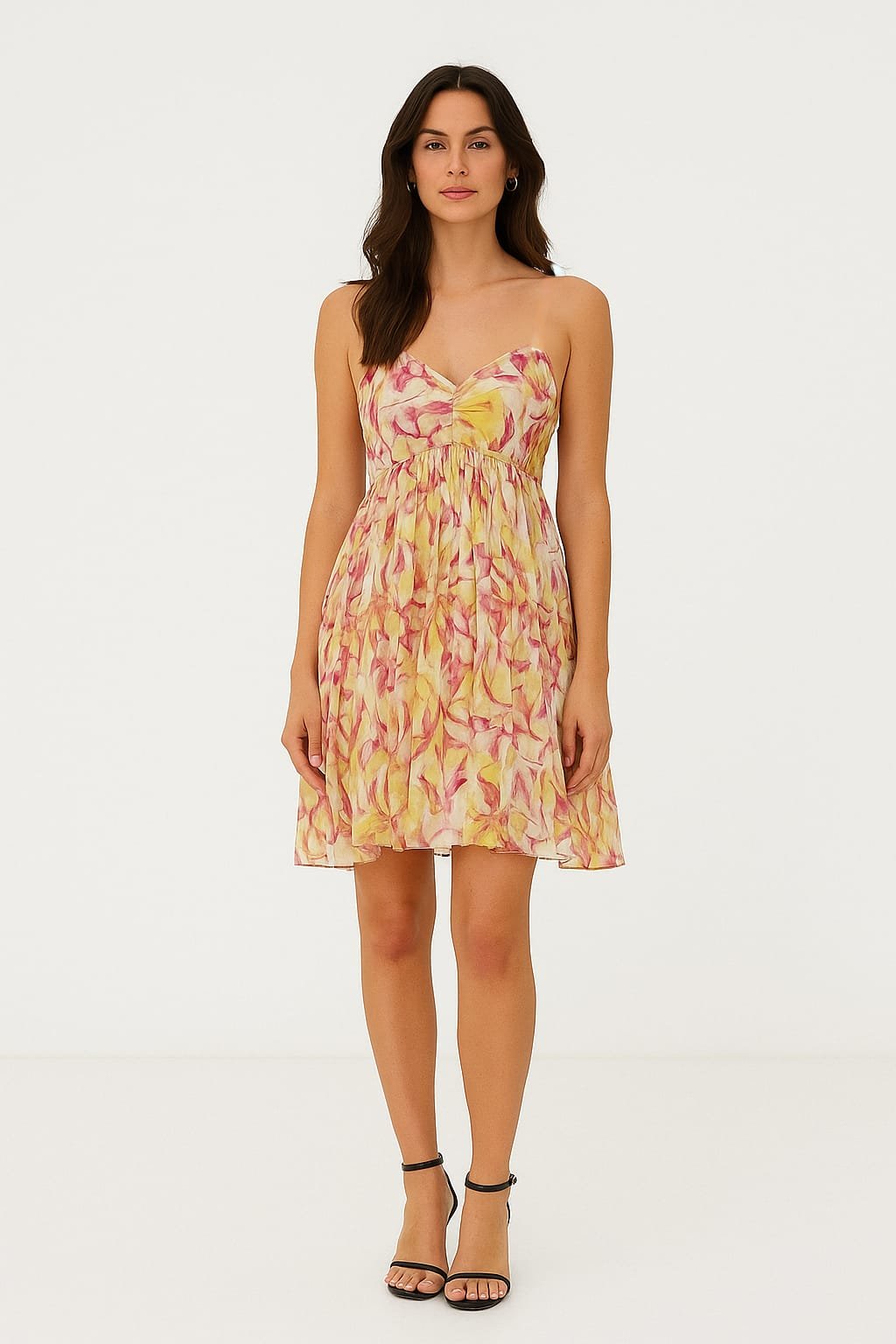 Sunset Bloom Strapless Mini Dress