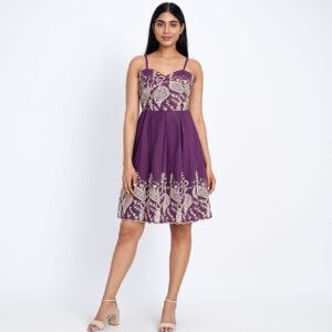 Aubergine Paisley Embroidered Mini