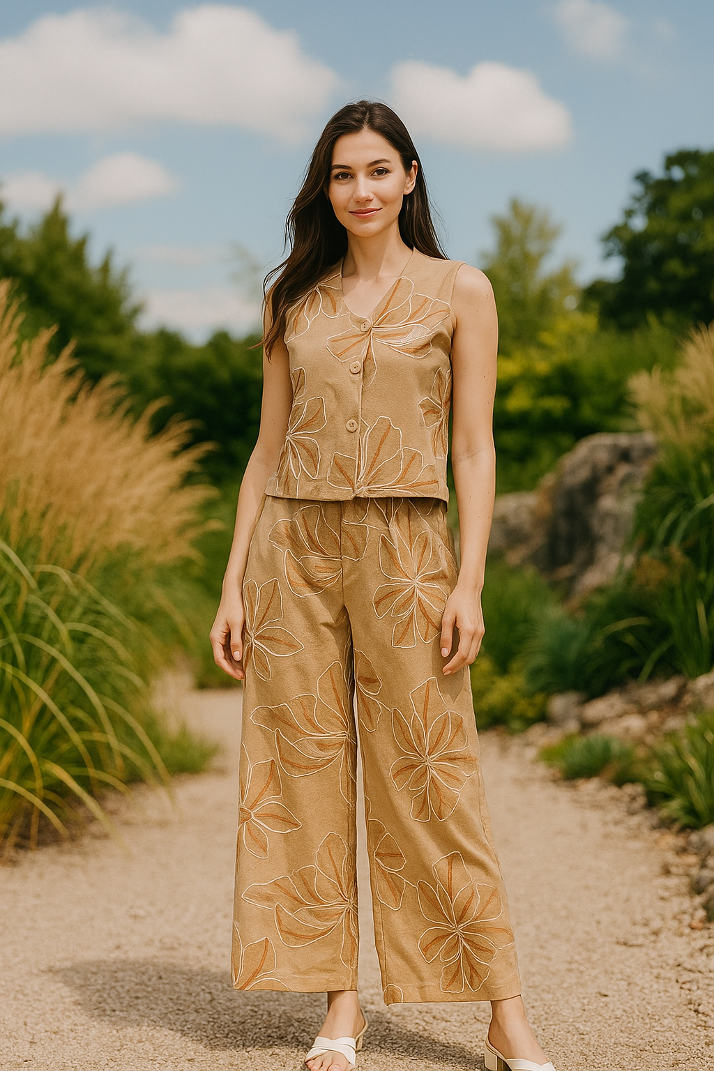 Rust Bloom Linen Co-ord Set