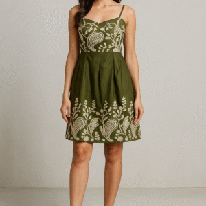 Olive Grove Paisley Embroidered Dress